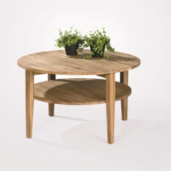 Atlanta Runt Vardagsrumsbord i Massiv Ek med Hylla Ø80cm*Stenexpo New