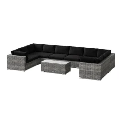 Bahamas U-formad utomhus loungegrupp med stängt avslut, 10-sits med bord*Comfort Garden Online