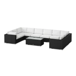Bahamas U-formad utomhus loungegrupp med stängt avslut, 10-sits med bord*Comfort Garden Online