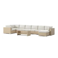 Bahamas U-formad utomhus loungegrupp 8-sits med vändbar divan och bord med hylla*Comfort Garden Hot