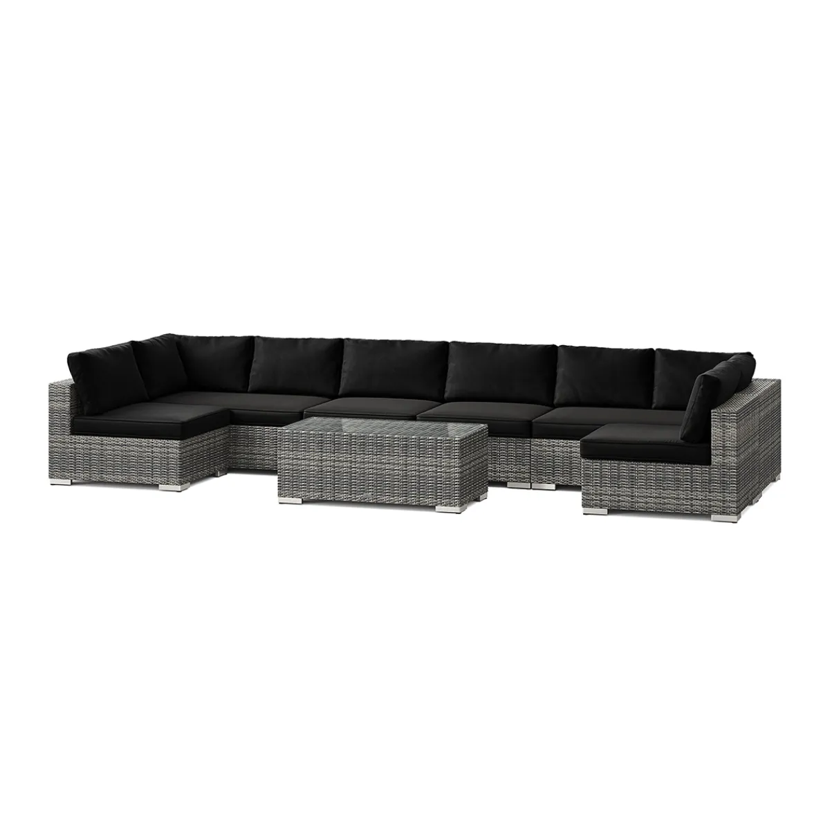 Bahamas U-formad utomhus loungegrupp med öppet avslut, 8-sits med bord*Comfort Garden Online