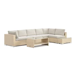 Bahamas utesoffa 6-sits vändbar schäslong med avslut och bord med hylla*Comfort Garden Outlet
