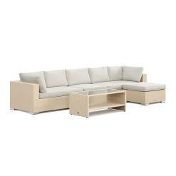 Bahamas utomhus divansoffa 6-sits med vändbar divan och bord med hylla*Comfort Garden