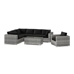 Bahamas utomhus L-soffa höger 7-sits med fåtölj och bord*Comfort Garden Hot