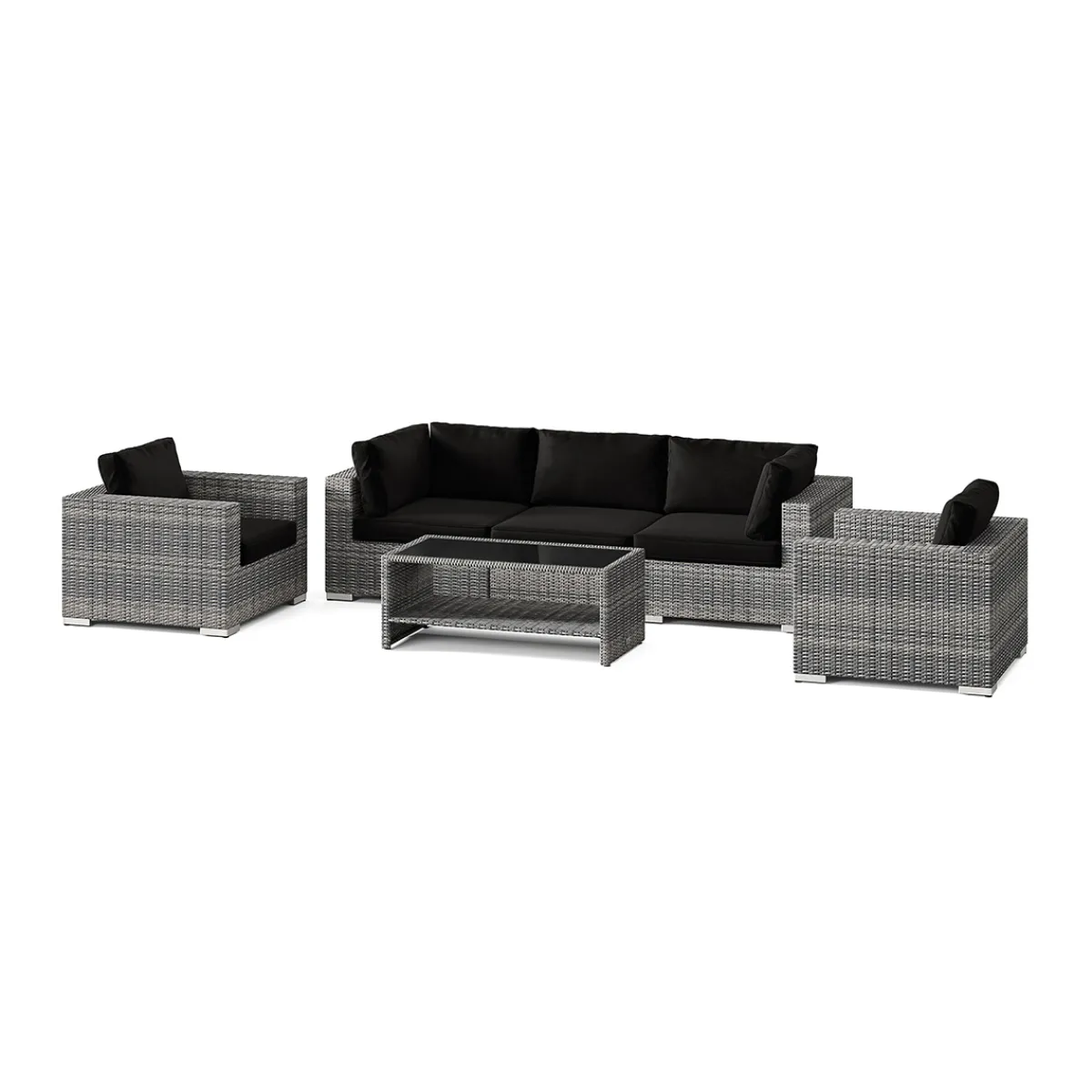 Bahamas utomhus soffgrupp 5-sits med två fåtöljer och bord med hylla*Comfort Garden Sale