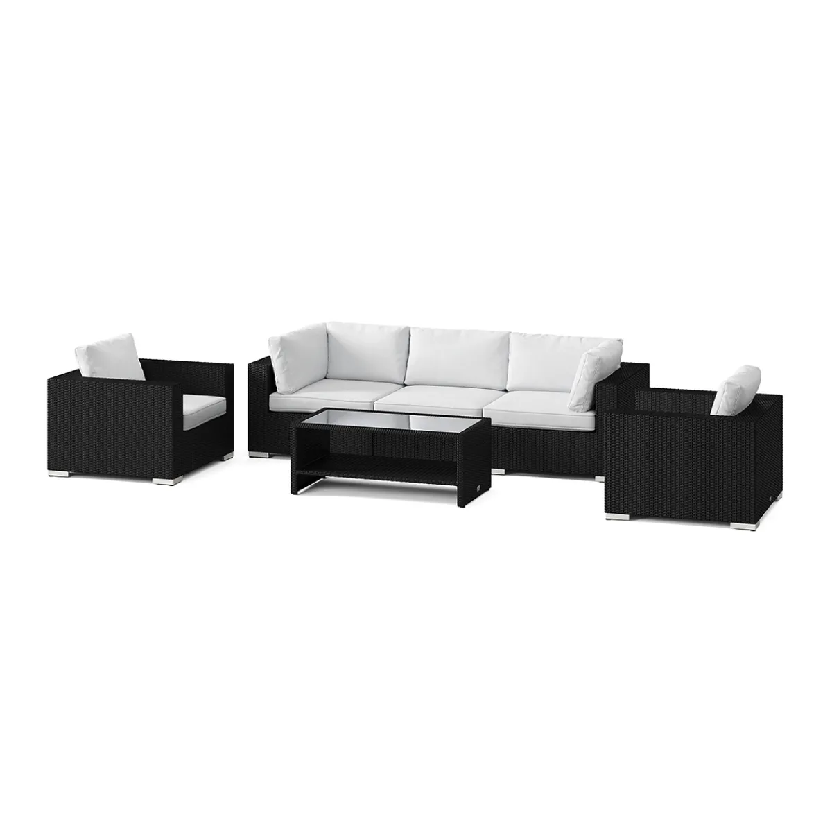 Bahamas utomhus soffgrupp 5-sits med två fåtöljer och bord med hylla*Comfort Garden Sale