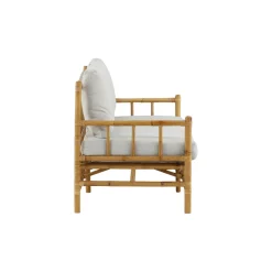 Cane, Naturfärgad Rottingsoffa med Grå Dynor*Venture Home Outlet
