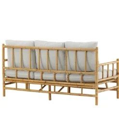 Cane, Naturfärgad Rottingsoffa med Grå Dynor*Venture Home Outlet