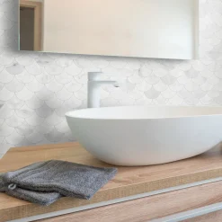 Carrara Fishtail Vit 5x7 cm Polerad*Arredo Best