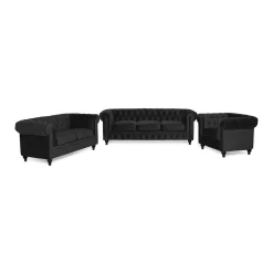 Chesterfield Lyx 3-sits+2-sits+Fåtölj Sammet*Manor House Online