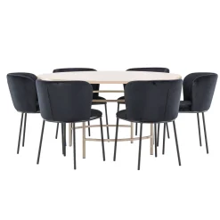 Copenhagen Ø140 cm med 6st Edina Matstolar*Venture Home Discount