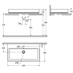 Cube Ceramic 39477 60 cm Bänktvättställ*Grohe Online