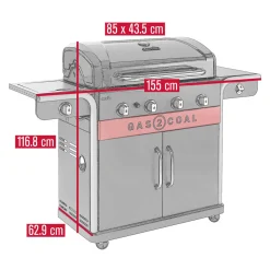 Gas2Coal 2.0 4B, Gasolgrill/Kolgrill med 4 Brännare*Char-Broil Best