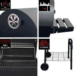 Grilltunna 550 Stål med Sidobord och Termometer*Landmann New