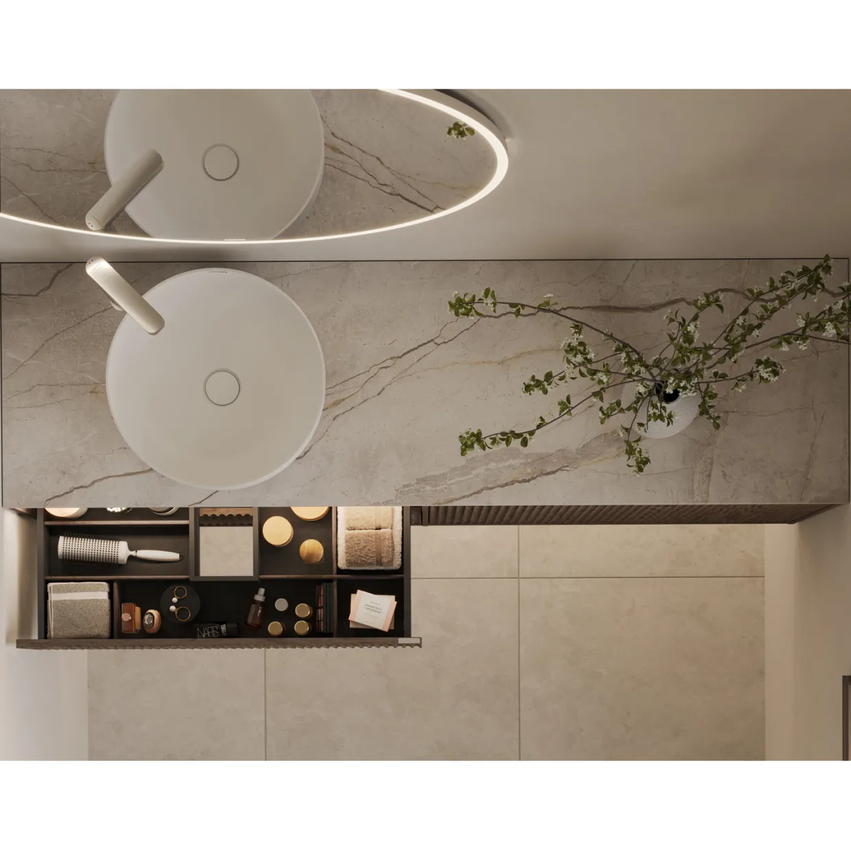 Hov Rund med LED och Touch