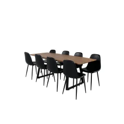 Ina med 8 Pobbie Stolar Svart*Venture Home Outlet
