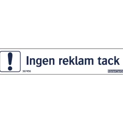 Ingen Reklam Tack 100x20 mm Dekal*Systemtext Best