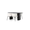Isolde Ovalt Matbord 180 cm & 4 Edina Stolar i Vit Boucle*Venture Home Hot
