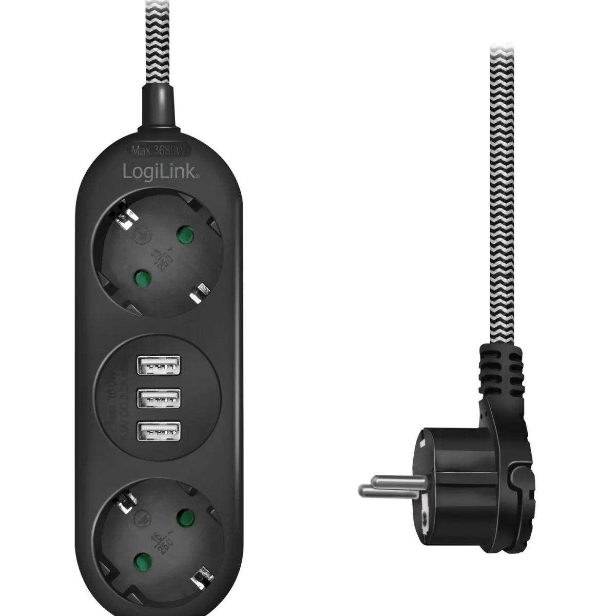 Jordat 2-vägs 3xUSB Flat Plugg*LogiLink Sale