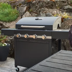 Karn Rostfritt Stål med Gjutgärnsgaller & 4 Brännare*Sunwind Hot