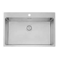 Lagom-T71 Stor Rostfri MONOedge Enkel med Bräddavlopp & Bottenventil*Stala Outlet
