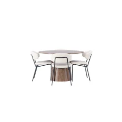 Lanzo Runt Matbord Ø120 cm & 4 Chico Stolar i Boucle*Venture Home Best