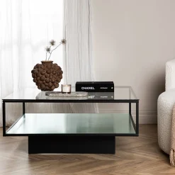 Maglehem Svart Vardagsrumsbord i Glas/Stål 90x90cm*furniture/fashion New
