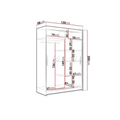 Miami 120x58x200 cm Vit/Beige*Concept 55 New
