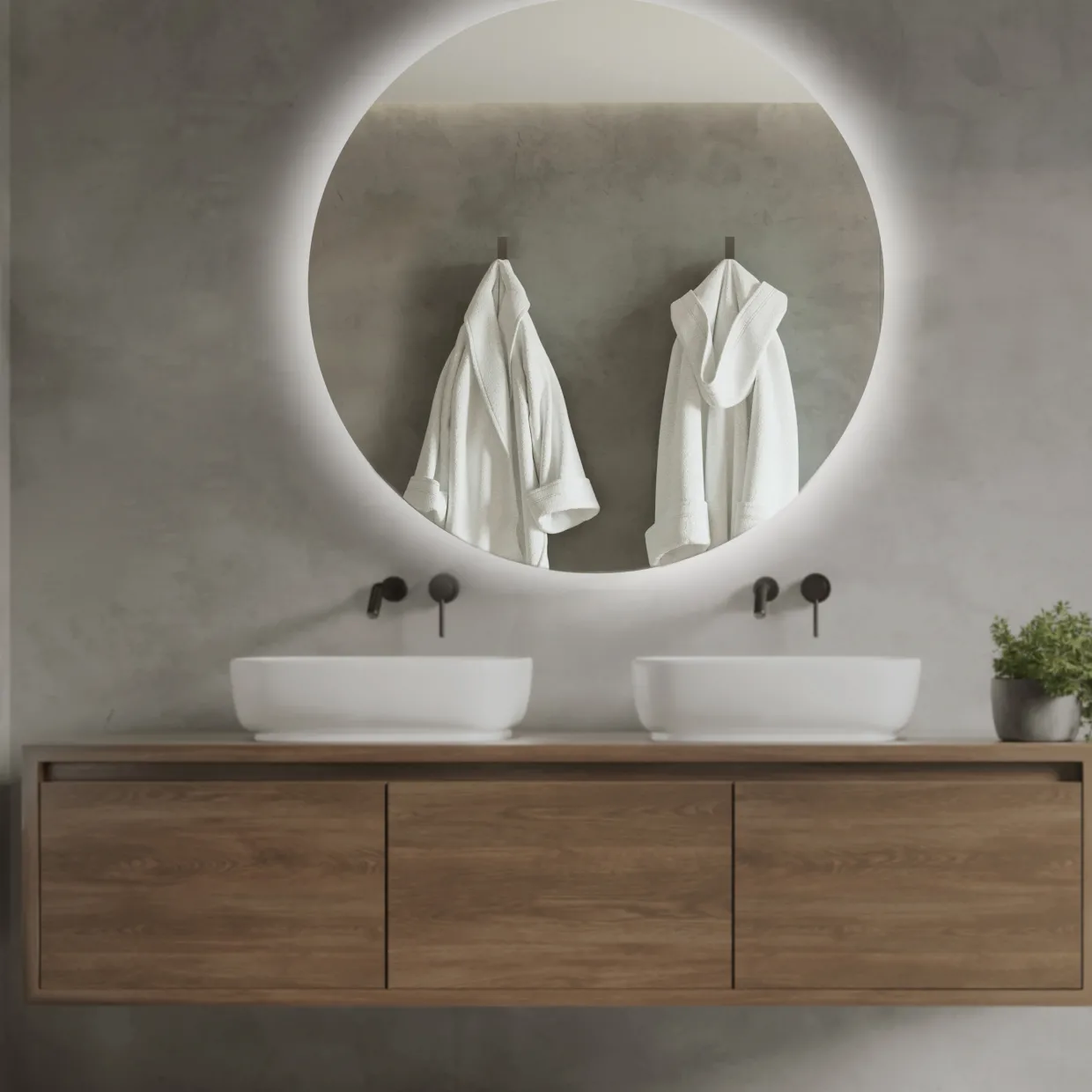 Moon Rund med LED-belysning