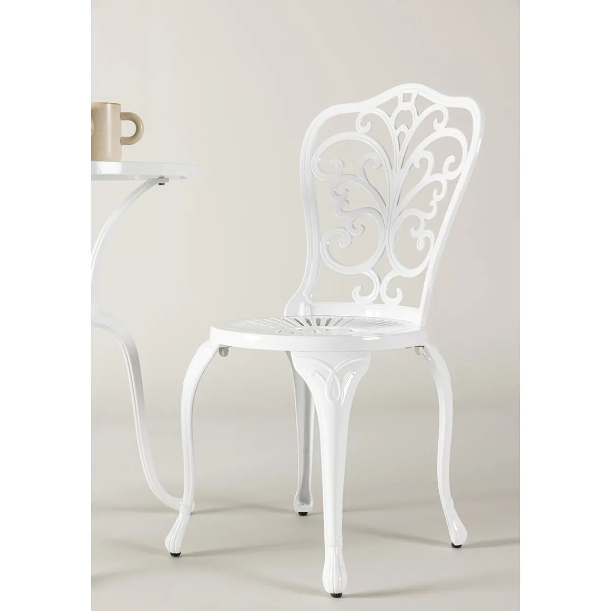 Nandin Klassisk Cafégrupp med Runt Bord & 2 Stolar i Aluminium, Vit*Venture Home Online