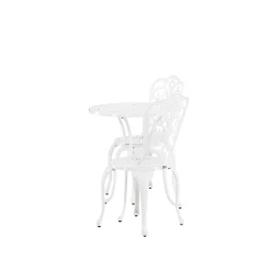 Nandin Klassisk Cafégrupp med Runt Bord & 2 Stolar i Aluminium, Vit*Venture Home Online