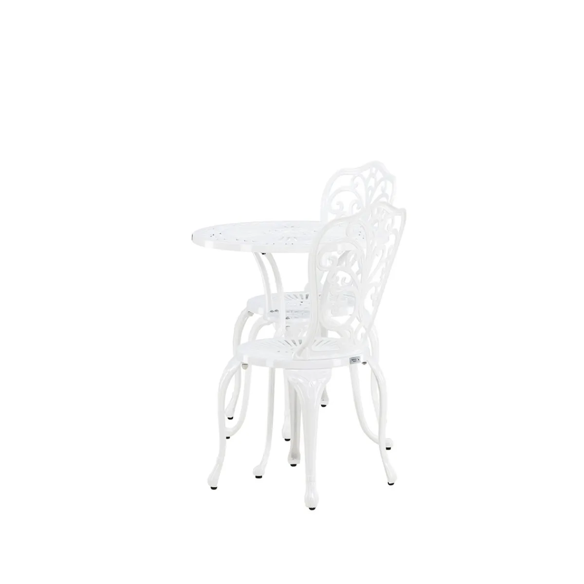Nandin Klassisk Cafégrupp med Runt Bord & 2 Stolar i Aluminium, Vit*Venture Home Online