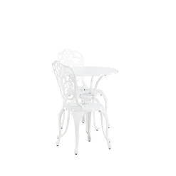 Nandin Klassisk Cafégrupp med Runt Bord & 2 Stolar i Aluminium, Vit*Venture Home Online
