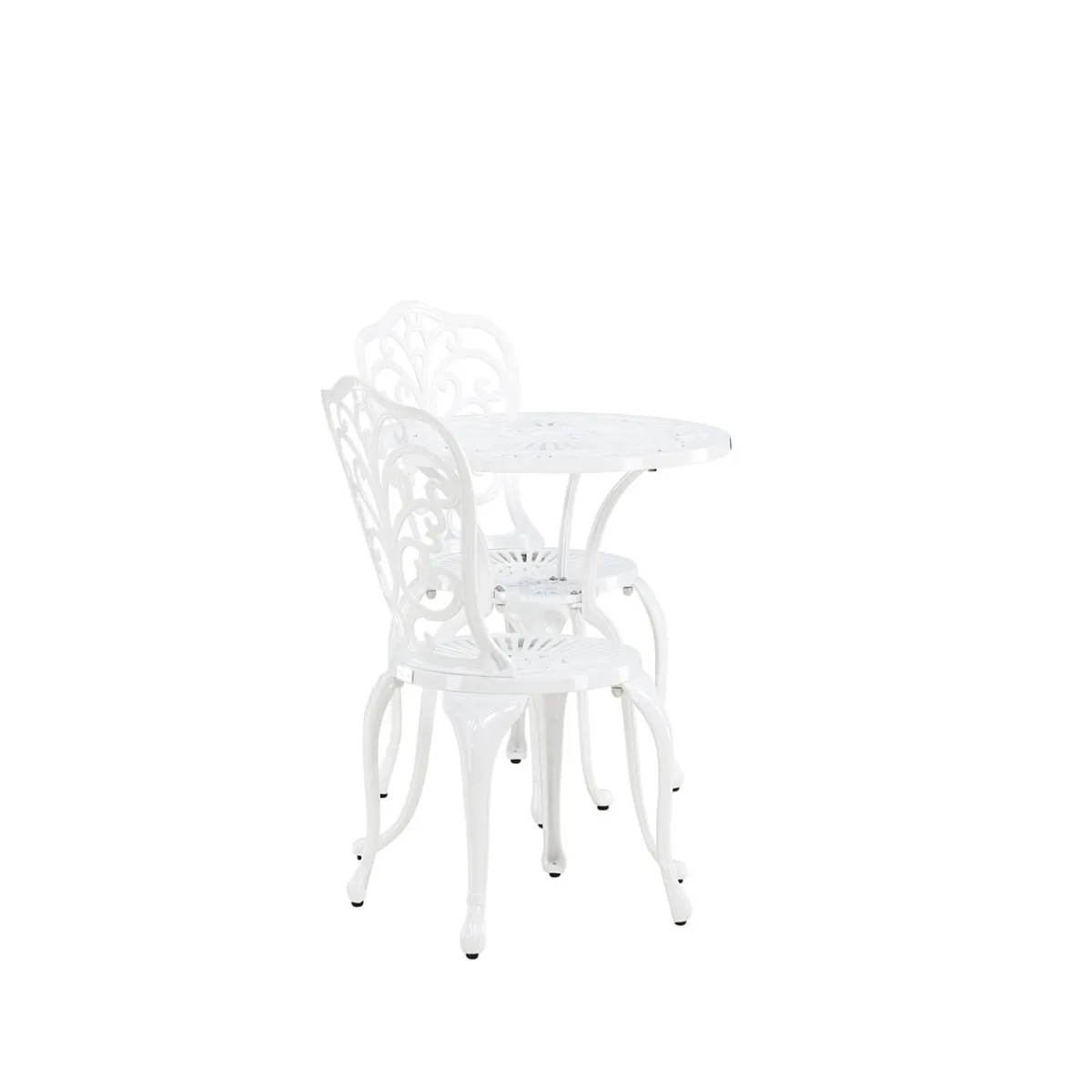 Nandin Klassisk Cafégrupp med Runt Bord & 2 Stolar i Aluminium, Vit*Venture Home Online