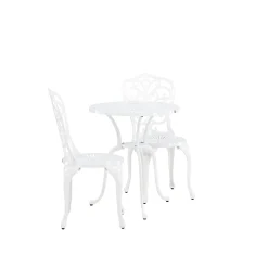 Nandin Klassisk Cafégrupp med Runt Bord & 2 Stolar i Aluminium, Vit*Venture Home Online