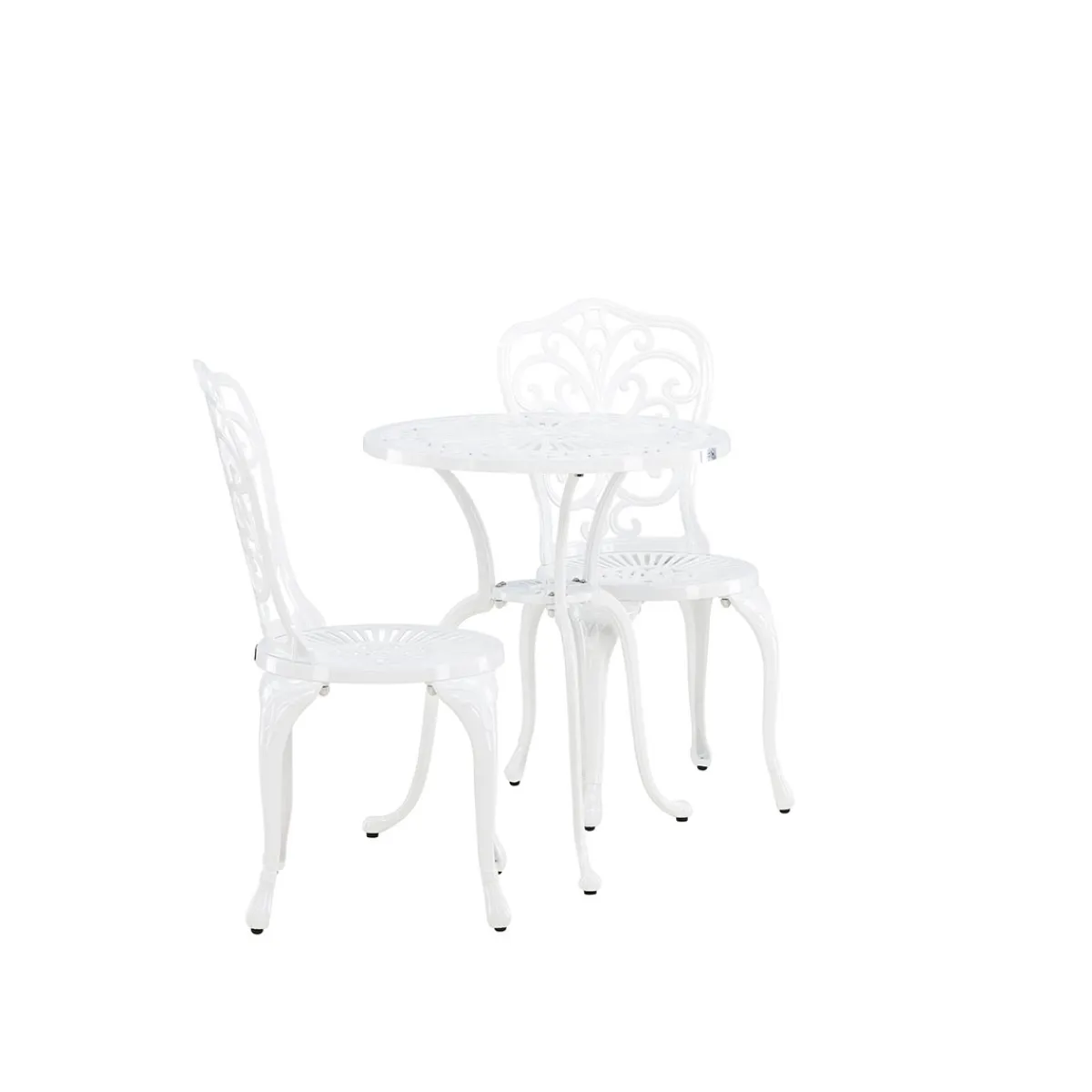 Nandin Klassisk Cafégrupp med Runt Bord & 2 Stolar i Aluminium, Vit*Venture Home Online