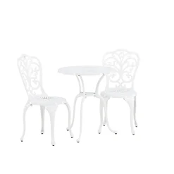 Nandin Klassisk Cafégrupp med Runt Bord & 2 Stolar i Aluminium, Vit*Venture Home Online