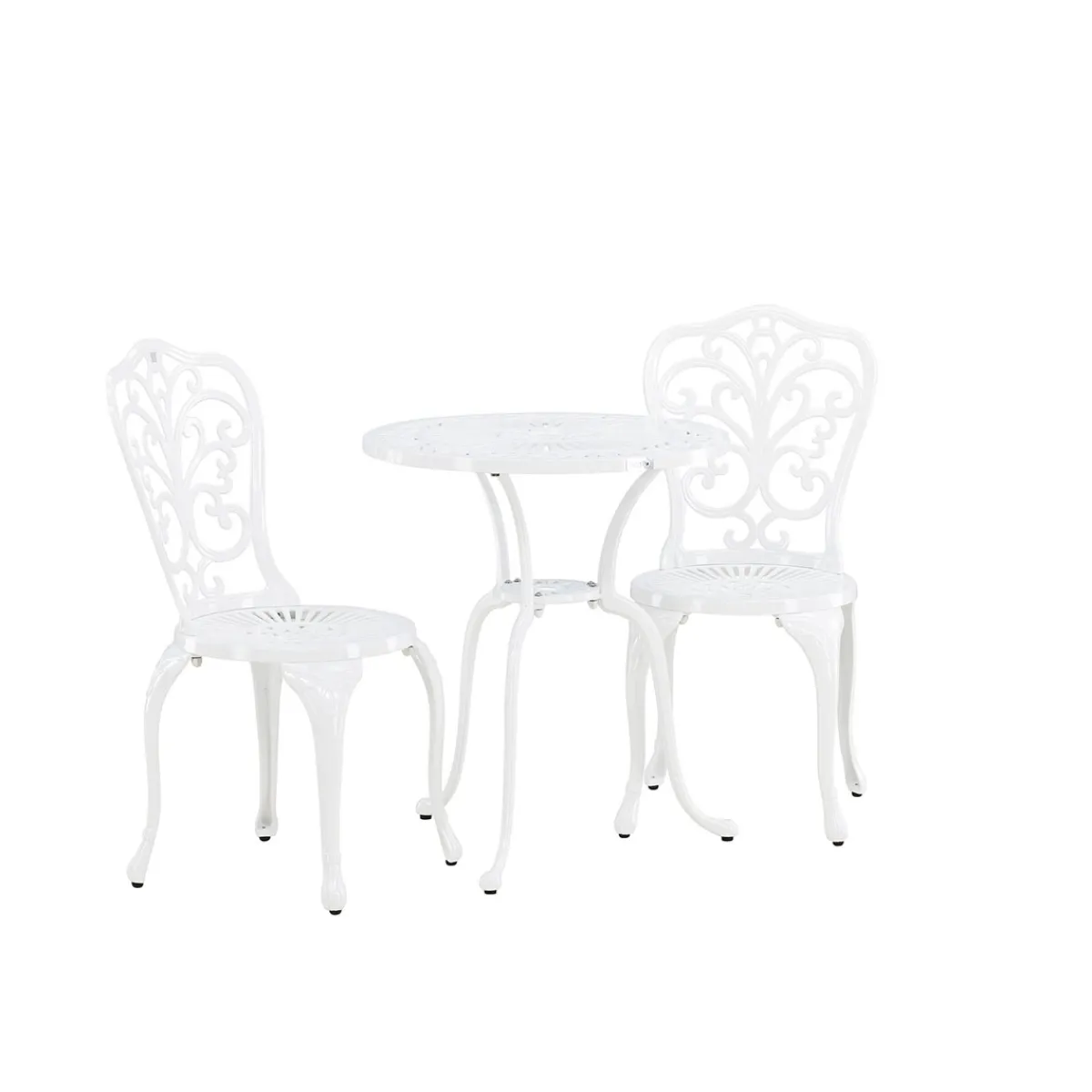 Nandin Klassisk Cafégrupp med Runt Bord & 2 Stolar i Aluminium, Vit*Venture Home Online