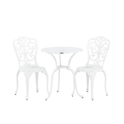 Nandin Klassisk Cafégrupp med Runt Bord & 2 Stolar i Aluminium, Vit*Venture Home Online