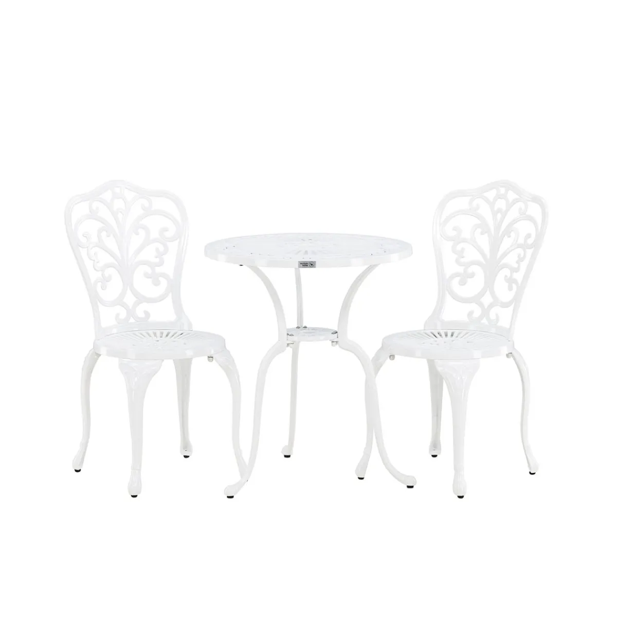 Nandin Klassisk Cafégrupp med Runt Bord & 2 Stolar i Aluminium, Vit*Venture Home Online