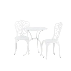 Nandin Klassisk Cafégrupp med Runt Bord & 2 Stolar i Aluminium, Vit*Venture Home Online