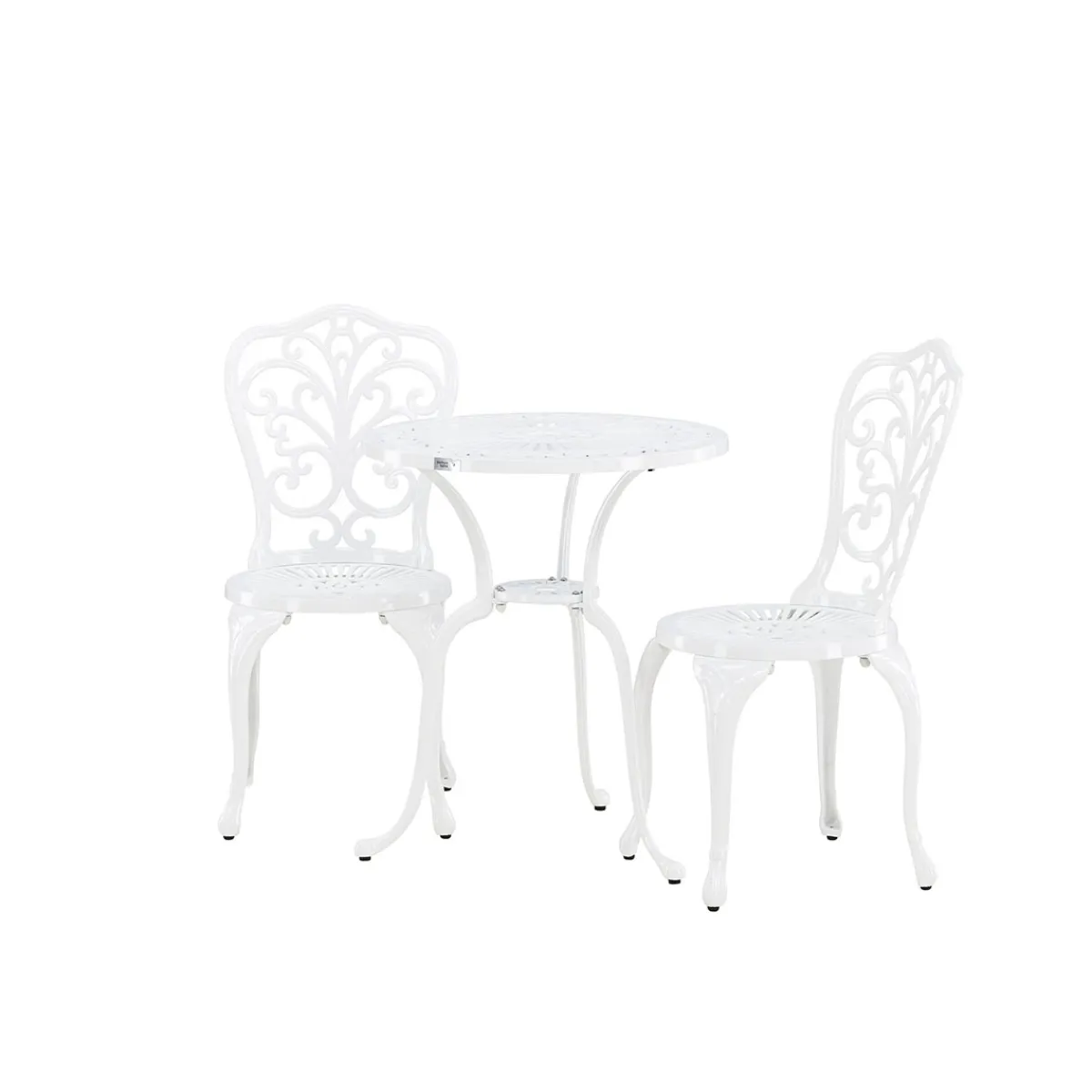 Nandin Klassisk Cafégrupp med Runt Bord & 2 Stolar i Aluminium, Vit*Venture Home Online