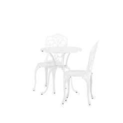 Nandin Klassisk Cafégrupp med Runt Bord & 2 Stolar i Aluminium, Vit*Venture Home Online