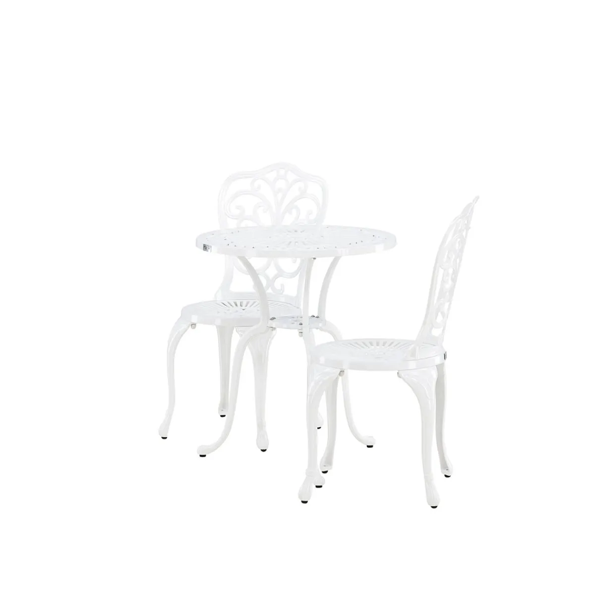Nandin Klassisk Cafégrupp med Runt Bord & 2 Stolar i Aluminium, Vit*Venture Home Online