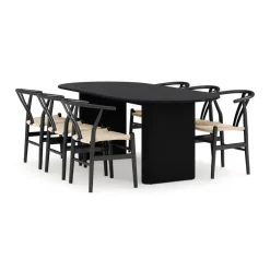 Noira Ovalt Matbord 220 cm med 6Dastoori Matstol*Bark