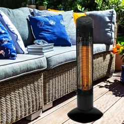 Pisa Terrassvärmare 450/900 W, Svart, IP55-klassad, Stående Design för Balkong & Uteplats*Termo Outlet