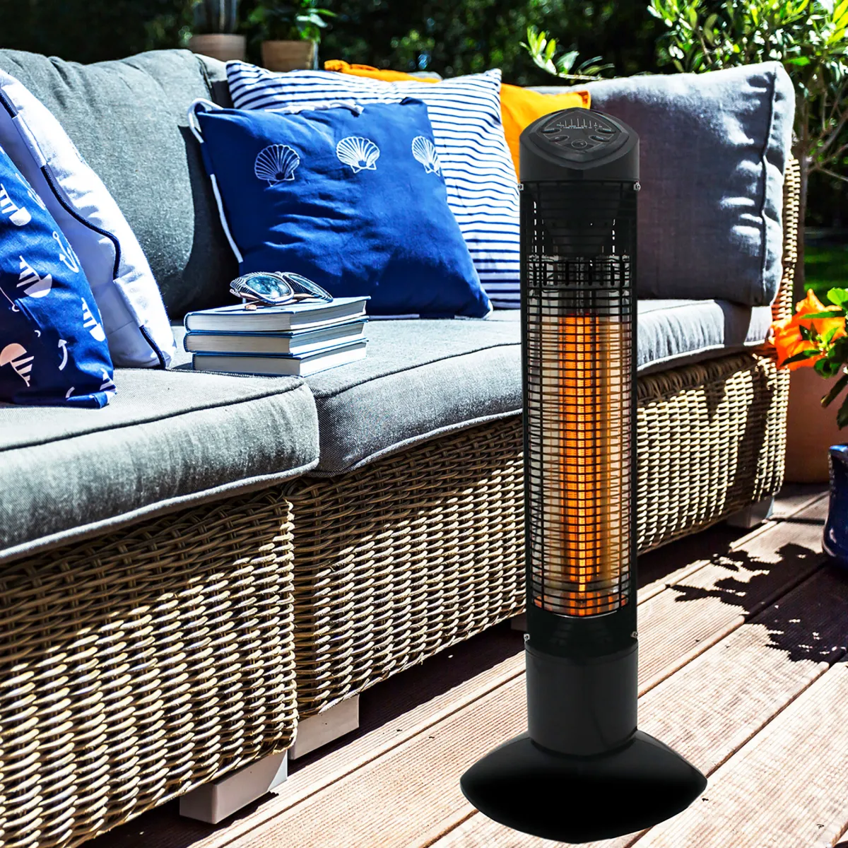 Pisa Terrassvärmare 450/900 W, Svart, IP55-klassad, Stående Design för Balkong & Uteplats*Termo Outlet