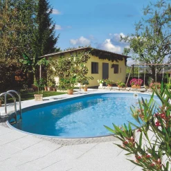 Premium Inbyggd Oval 8x4,2 m inkl SF8 Stege och Tillbehör*Planet Pool