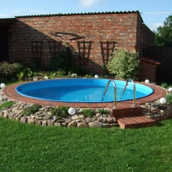 Premium Inbyggd Rund Ø420 cm D:150 cm inkl SF8 Stege och Tillbehör*Planet Pool Online