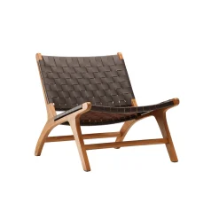 Rike Fåtölj i Brun Konstläder & Teak*Vind Discount